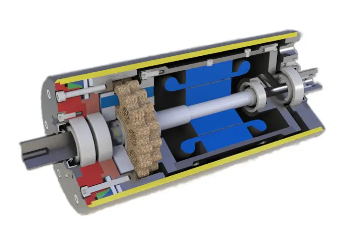 Bubnový motor - Poháněcí válec > PV150 ([ v=0,18 m/s ; i=64 ; 4 pól ], Svorkovnice, 550 W)